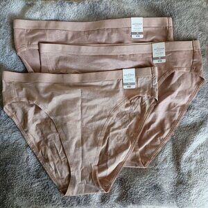 3 pack NWT Arizona organic cotton hi-leg bikini panties tan size M